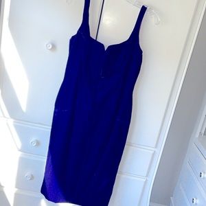 VINTAGE suede like Blue Fitted Dress, Victor Costa